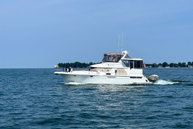 Image of ‘97 Spacious Carver 445 aft-cabin, twin Cummins 450 diesels, dinghy/15 hp Mercury, and many  extras.