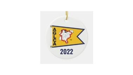 Christmas Ornament Displaying the AGLCA Gold Burgee and Year