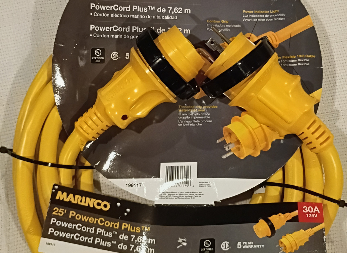 Image of Marinco 125v 30amp 25 ft shore power cord